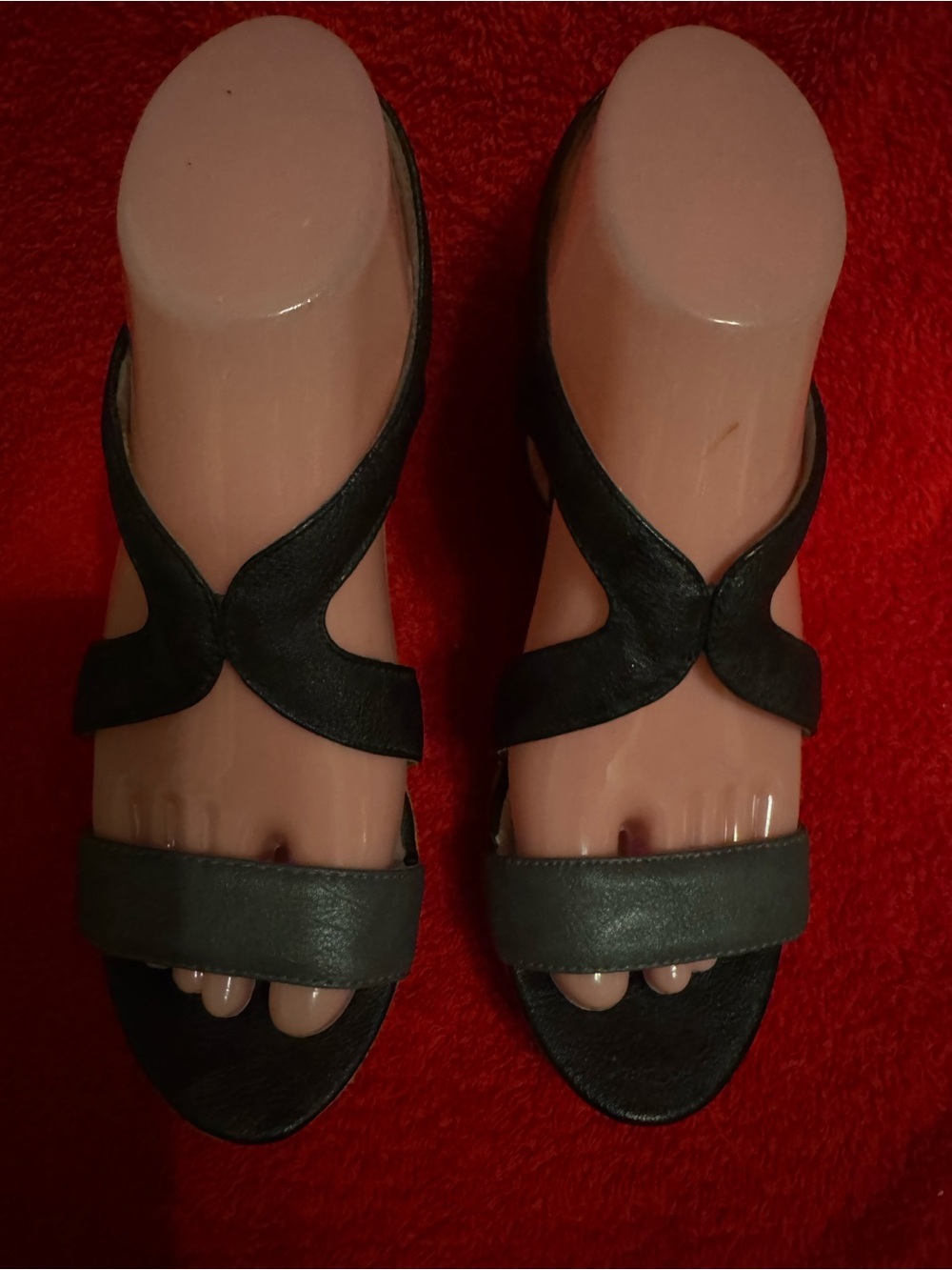 New York & Company Sz 6 Black/Gray Open-Toe Crossover Strap Sandals VGUC😊😊